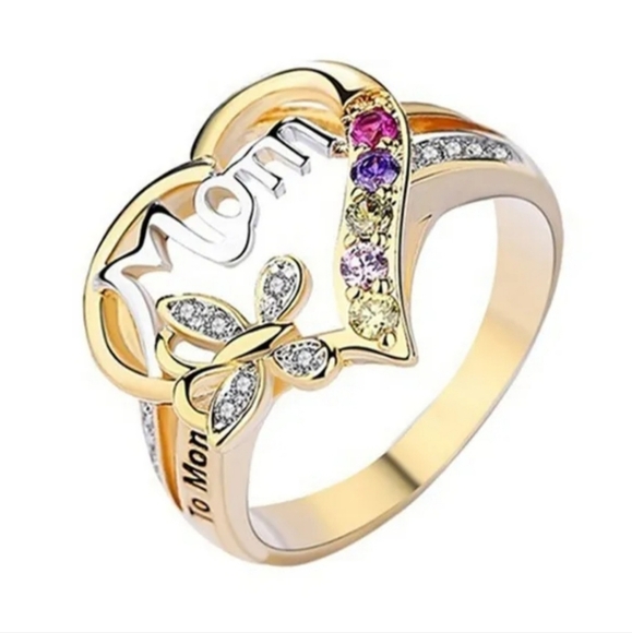 Gold Heart Mom Necklace and Ring Set - Picture 6 of 8